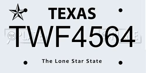 TWF4564 Texas License Plate