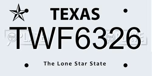 TWF6326 Texas License Plate