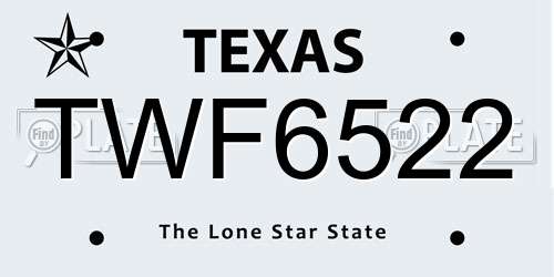TWF6522 Texas License Plate