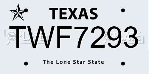 TWF7293 Texas License Plate