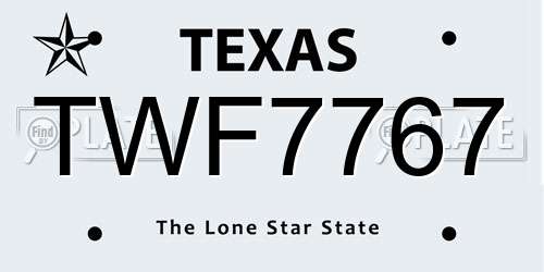 TWF7767 Texas License Plate