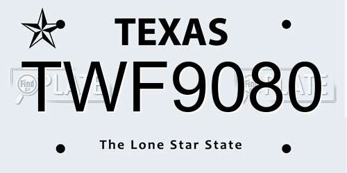 TWF9080 Texas License Plate