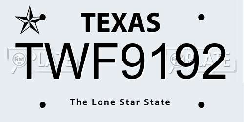 TWF9192 Texas License Plate