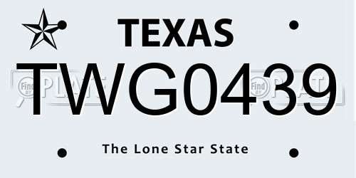 TWG0439 Texas License Plate