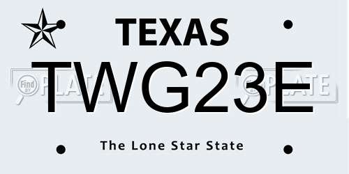 TWG23E Texas License Plate