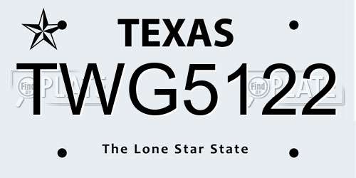 TWG5122 Texas License Plate