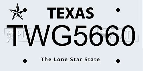 TWG5660 Texas License Plate