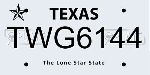 TWG6144 Texas License Plate