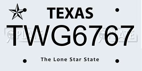 TWG6767 Texas License Plate