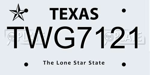 TWG7121 Texas License Plate