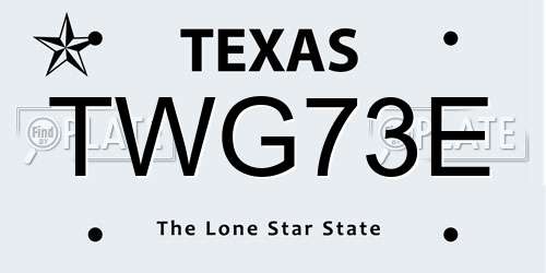 TWG73E Texas License Plate