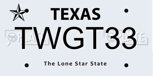 TWGT33 Texas License Plate