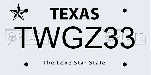 TWGZ33 Texas License Plate