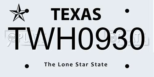 TWH0930 Texas License Plate