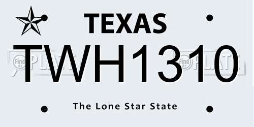 TWH1310 Texas License Plate