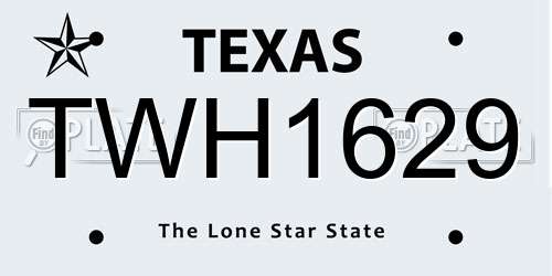 TWH1629 Texas License Plate