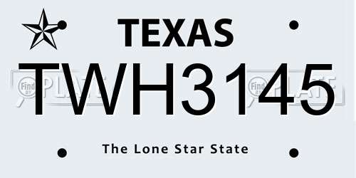 TWH3145 Texas License Plate