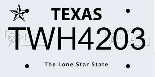TWH4203 Texas License Plate