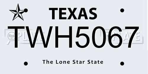 TWH5067 Texas License Plate