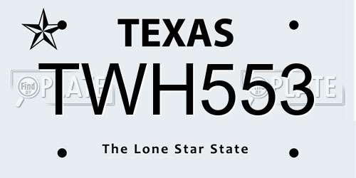 TWH553 Texas License Plate