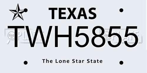 TWH5855 Texas License Plate