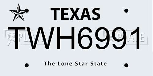 TWH6991 Texas License Plate