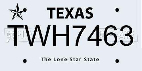 TWH7463 Texas License Plate