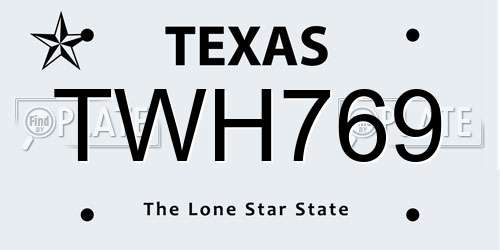 TWH769 Texas License Plate