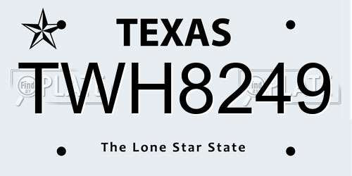 TWH8249 Texas License Plate