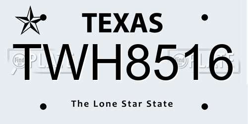 TWH8516 Texas License Plate