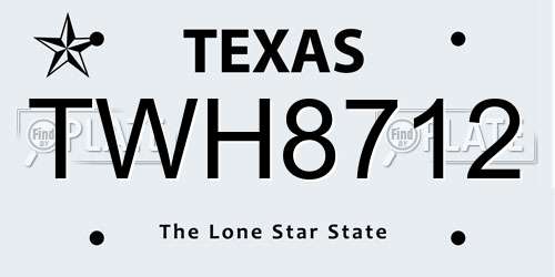 TWH8712 Texas License Plate