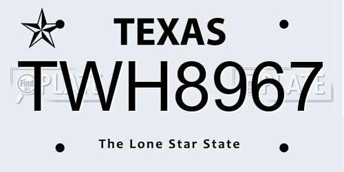 TWH8967 Texas License Plate