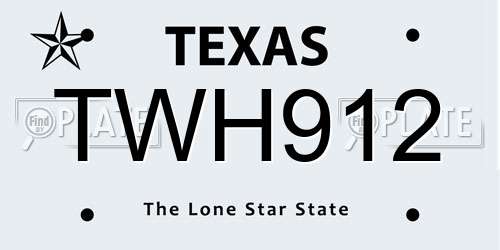 TWH912 Texas License Plate