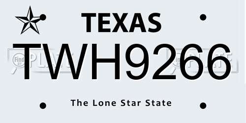 TWH9266 Texas License Plate