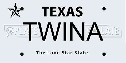 TWINA Texas License Plate
