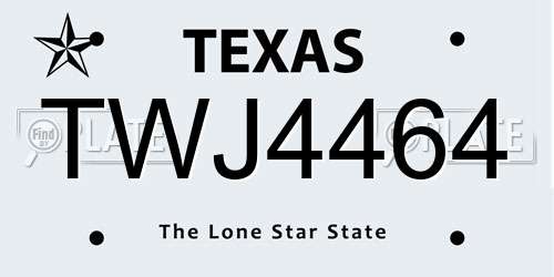 TWJ4464 Texas License Plate