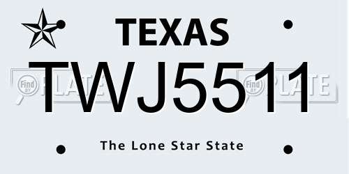 TWJ5511 Texas License Plate