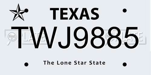 TWJ9885 Texas License Plate