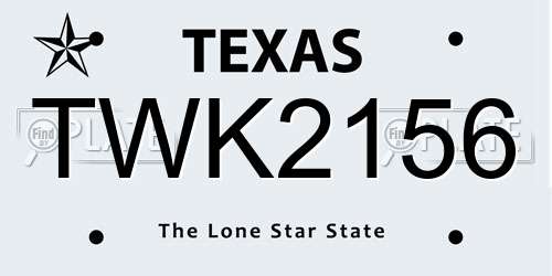 TWK2156 Texas License Plate
