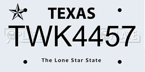TWK4457 Texas License Plate