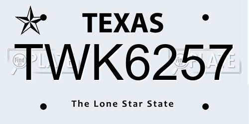 TWK6257 Texas License Plate