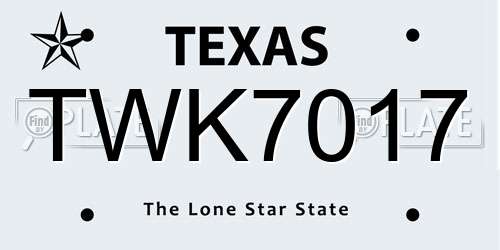TWK7017 Texas License Plate