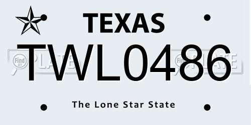 TWL0486 Texas License Plate