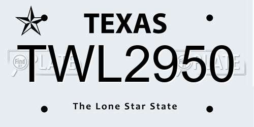 TWL2950 Texas License Plate