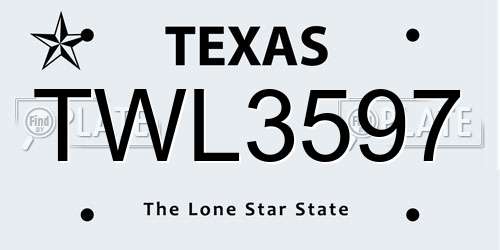 TWL3597 Texas License Plate