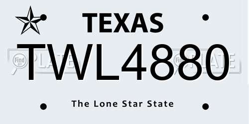 TWL4880 Texas License Plate