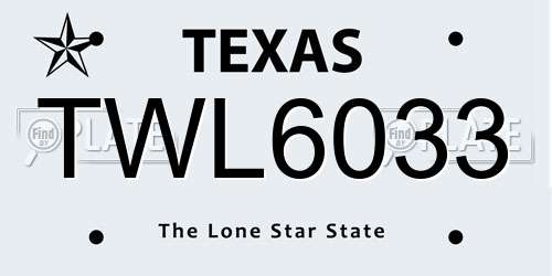 TWL6033 Texas License Plate