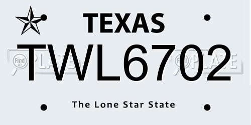 TWL6702 Texas License Plate