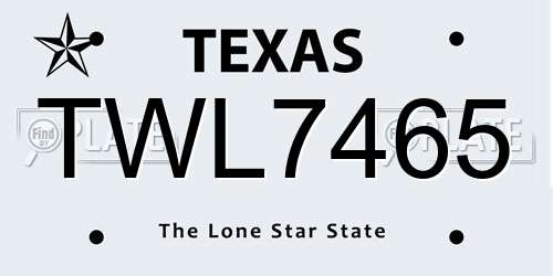 TWL7465 Texas License Plate