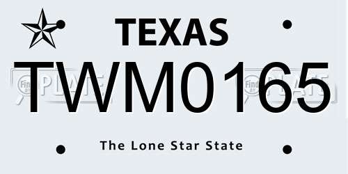 TWM0165 Texas License Plate